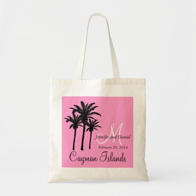Pink Beach Wedding Tote Bags Palm Trees (Front)