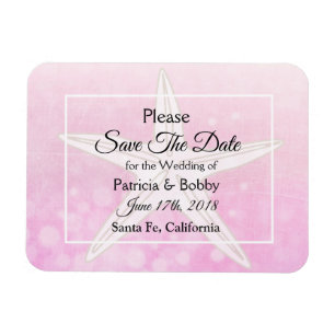 Pink Beachy Starfish Wedding Save the Date Magnet