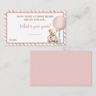 Pink Bear Baby Shower Guessing Game Card