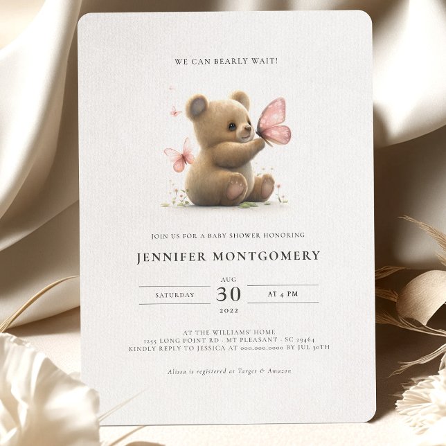 Pink Bear Baby Shower Invitation Girls (Creator Uploaded)