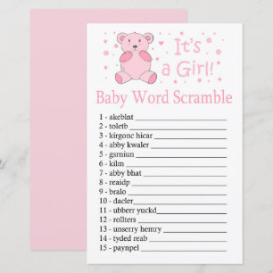 Pink bear Baby word scramble game