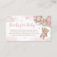 Pink Bear Balloon Baby Shower Books for Baby