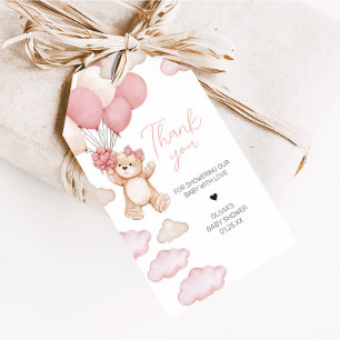 Pink Bear Balloon Bearly Wait Favour Tags