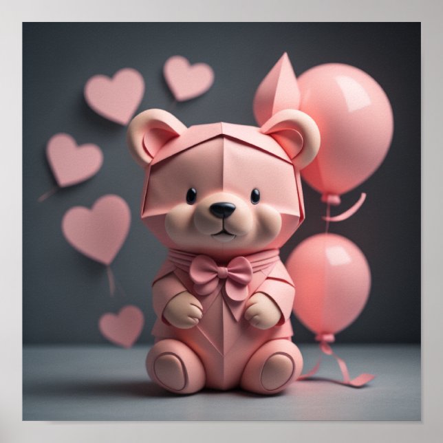 Pink Bear Balloon Poster (Front)
