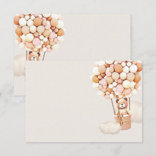 Pink Bear Balloons Blank Enclosure Card