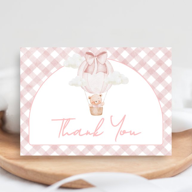 Pink Bear Bearly Wait Baby Shower Thank You Card (Bearly Wait Baby Shower Thank You Card
)