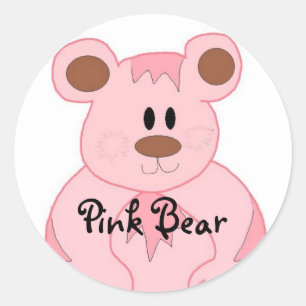 Pink Bear Classic Round Sticker
