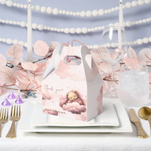 Pink bear on clouds baby birthday favour bag box
