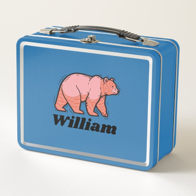 Pink Bear Pop Art Metal Lunch Box (Front)