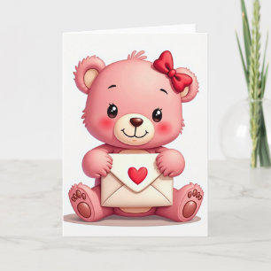 Pink Bear Valentine Love Card