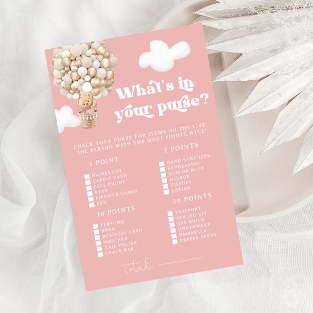 Pink Bear Whats in Your Purse Baby Shower Game (Creator Uploaded)