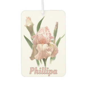 Pink Bearded Iris Flower Personalised  Car Air Freshener