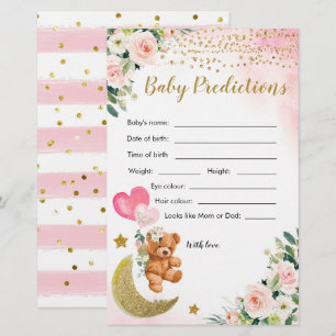 Pink Bearly Baby Shower Baby Predictions Games