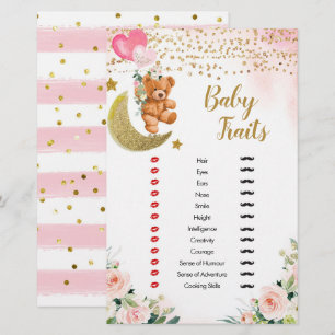Pink Bearly Baby Traits Games Shower