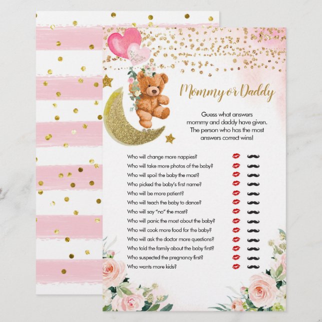Pink Bearly Mummy or Daddy Games (Front/Back)