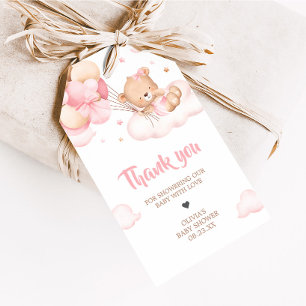 Pink Bearly Wait Clouds Baby Shower Favour Tags