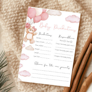 Pink Bearly Wait Shower Baby Predictions Game
