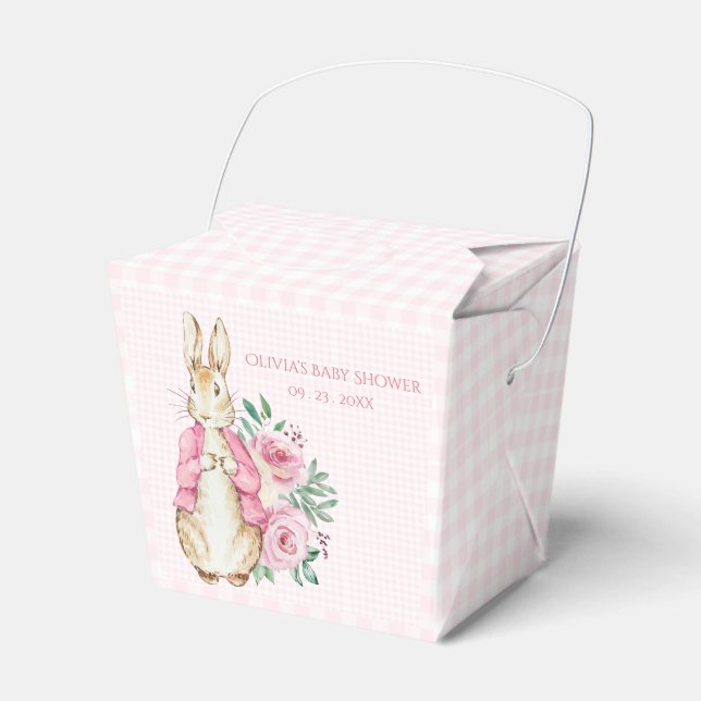 Pink Beatrix Potter Bunny Rabbit Baby Shower Favour Box (Front Side)