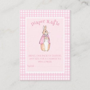 Pink Beatrix Potter Diaper Raffle Baby Shower Enclosure Card