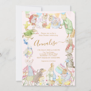 Pink Beatrix Potter Peter the Rabbit Baby Shower Invitation