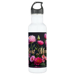 Pink Beautiful Flowers Best Mom Ever Bouquet  710 Ml Water Bottle