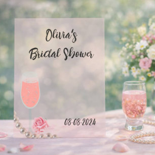 Pink beautiful pearls and prosecco bridal shower acrylic sign