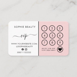 Pink Beauty Business Monogram Elegant Loyalty Card