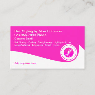 Pink Beauty Hairstylist Theme Business Cards