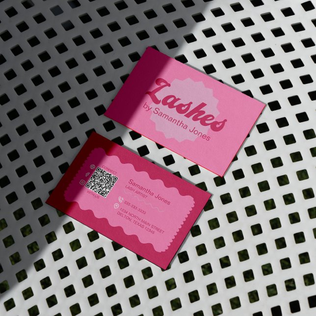 Pink Beauty Lashes QR Code Business Card (Creator Uploaded)