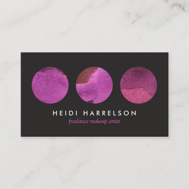 Pink Beauty Palette for Freelance Makeup Artist Business Card (Front)