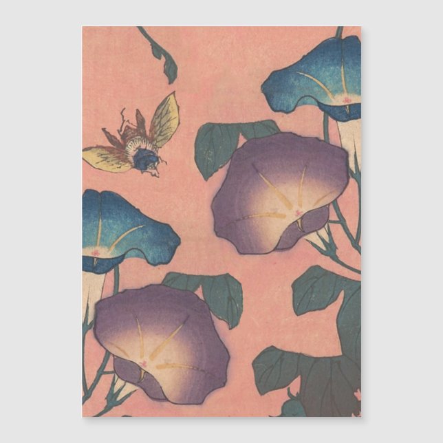Pink Bee Flower Classic Hokusai Art (Front)