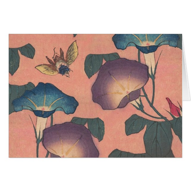 Pink Bee Flower Classic Hokusai Art (Front Horizontal)