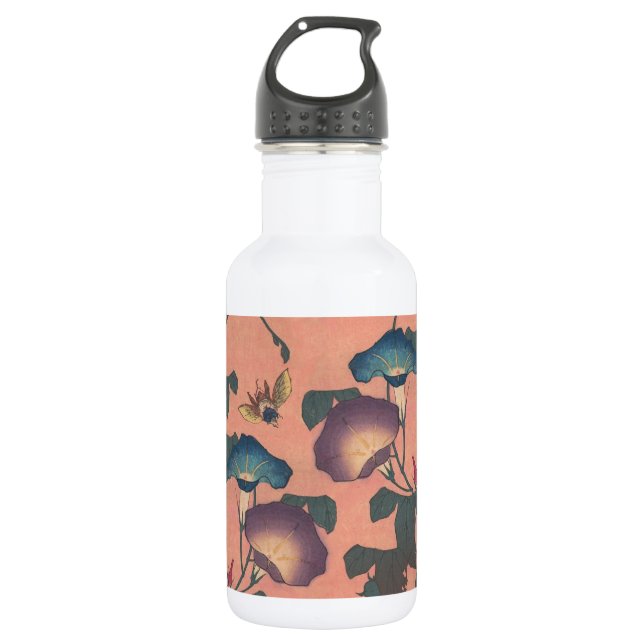 Pink Bee Flower Classic Hokusai Art 532 Ml Water Bottle (Front)