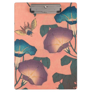 Pink Bee Flower Classic Hokusai Art Clipboard
