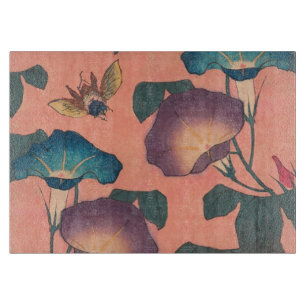 Pink Bee Flower Classic Hokusai Art Cutting Board