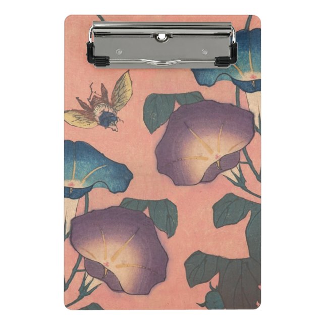 Pink Bee Flower Classic Hokusai Art Mini Clipboard (Front)