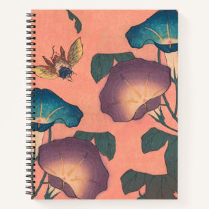 Pink Bee Flower Classic Hokusai Art Notebook
