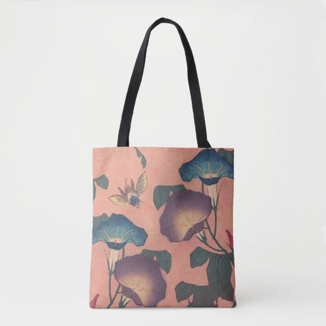 Pink Bee Flower Classic Hokusai Art Tote Bag (Front)