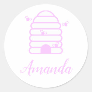 Pink Bee Hive Envelope Seals Sticker