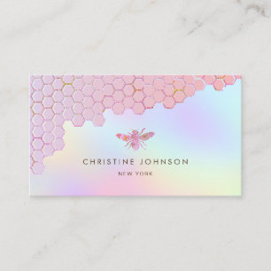 pink bee logo business card
