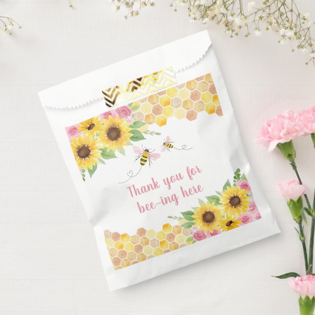 Pink Bee Sunflower Birthday Favour Bags (Sealed)