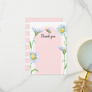Pink Bee with Daisies Thank You Cards