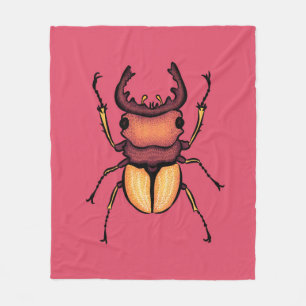 Pink Beetle Art Cool Insect Lover Entomology Fleece Blanket