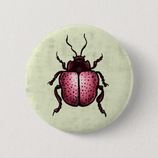 Pink Beetle Cute Bug Art - Insect Lover 6 Cm Round Badge