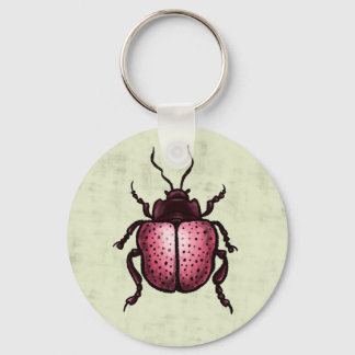 Pink Beetle Cute Bug Art - Insect Lover Key Ring