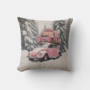 Pink Beetle Holiday Ornament Cushion