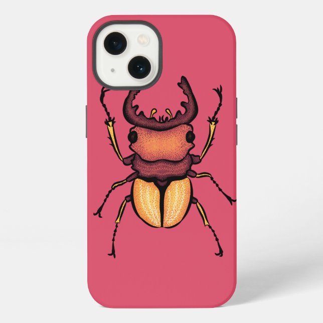Pink Beetle Insect Lover Art iPhone Case (Back)