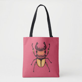 Pink Beetle Insect Lover Art Tote Bag
