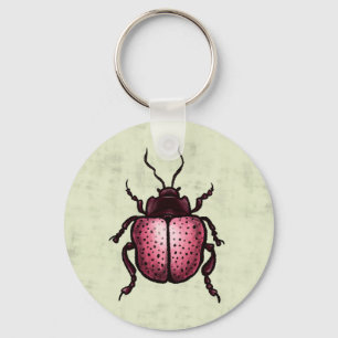 Pink Beetle QR Code Cute Insect Art Entomology Key Ring