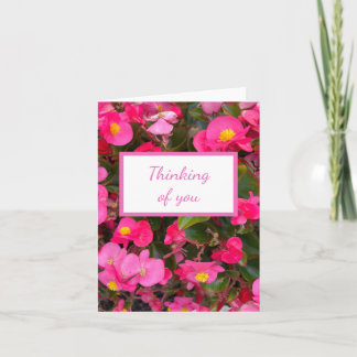 Pink Begonia Flowers Thinking of you Card